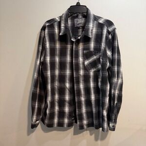 Brooklyn Cloth Mens XL Black White Plaid Flannel Long Sleeve Button Down Shirt